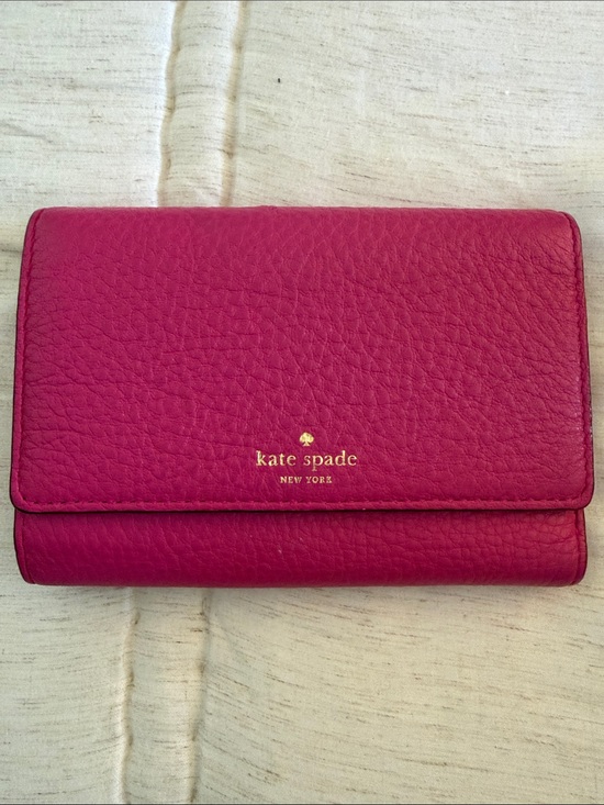 kate spade Handbags - kate spade Pebbled Leather Trifold Wallet in Fuchsia Pink